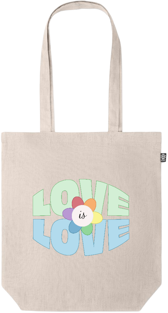 Love is Love Flower Design - Premium colored organic hemp tote bag_BEIGE_front