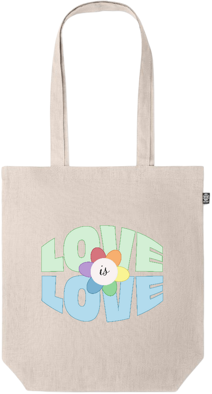 Love is Love Flower Design - Premium colored organic hemp tote bag_BEIGE_front