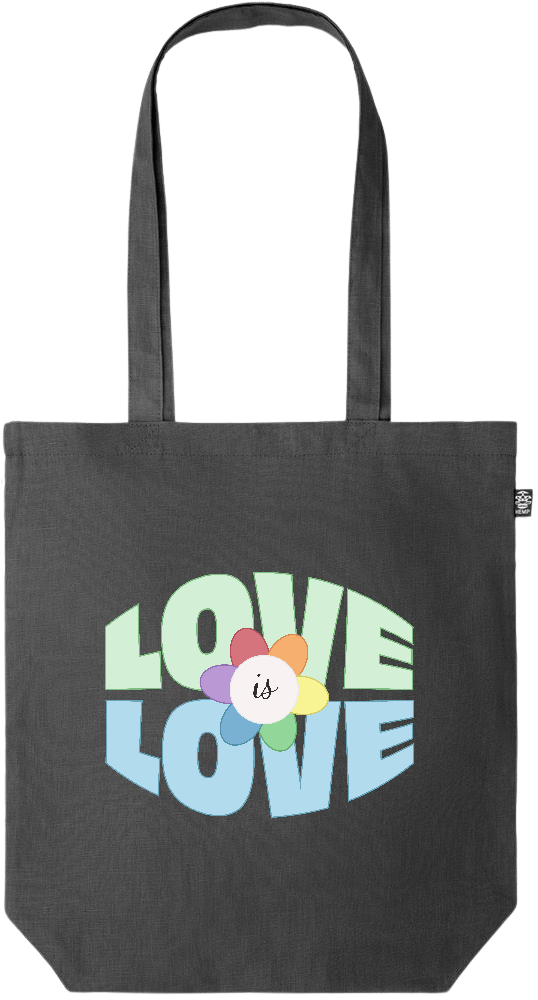 Love is Love Flower Design - Premium colored organic hemp tote bag_BLACK_front