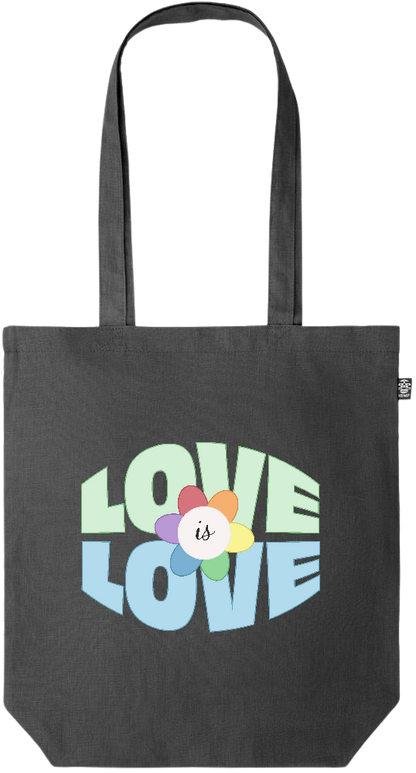 Love is Love Flower Design - Premium colored organic hemp tote bag_BLACK_front