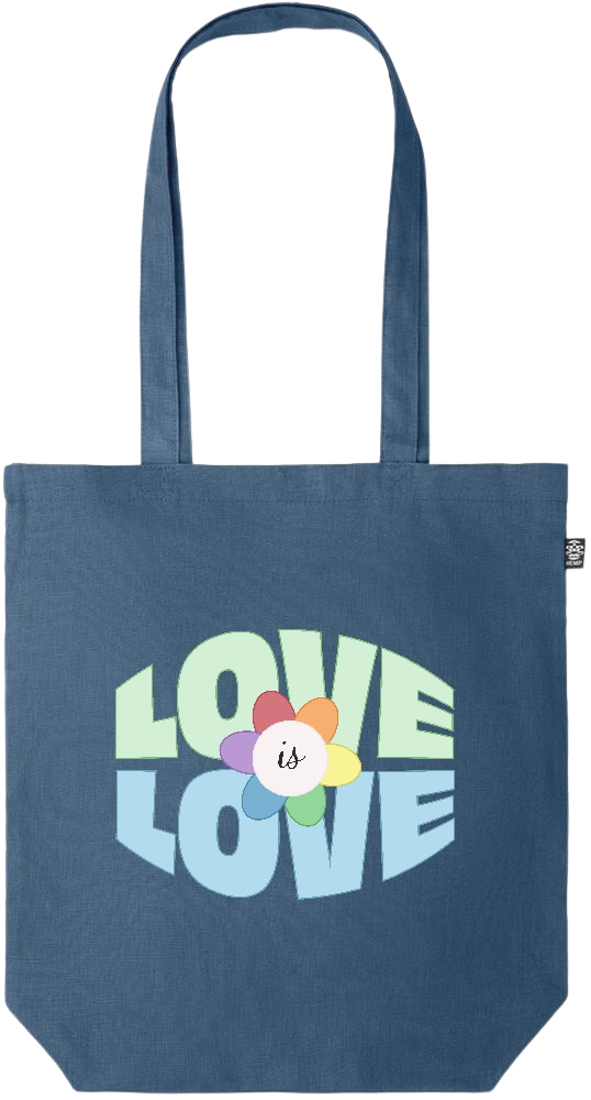 Love is Love Flower Design - Premium colored organic hemp tote bag_BLUE_front