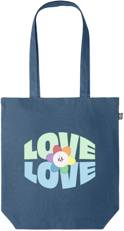 Love is Love Flower Design - Premium colored organic hemp tote bag_BLUE_front