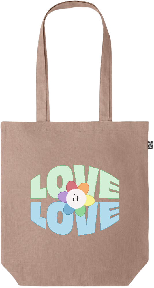 Love is Love Flower Design - Premium colored organic hemp tote bag_BROWN_front