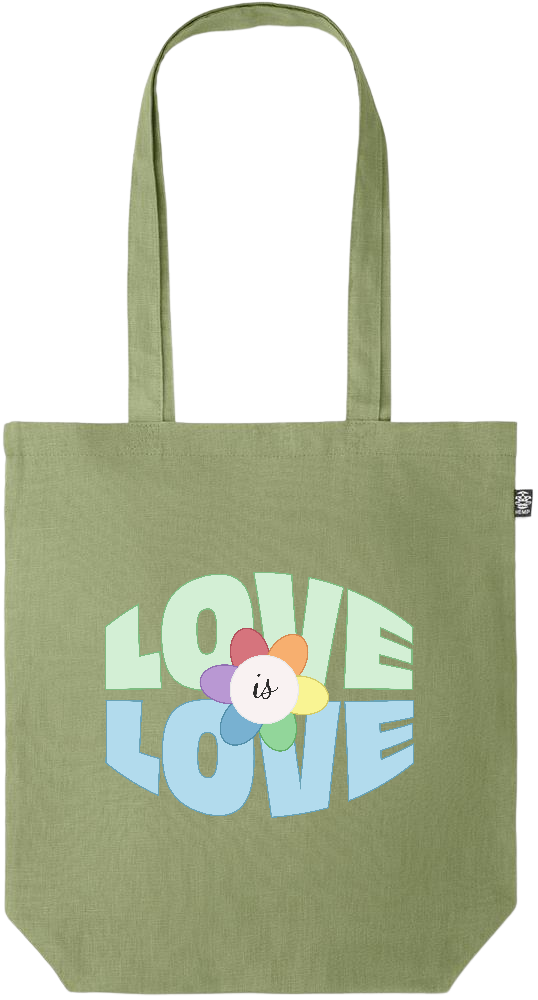 Love is Love Flower Design - Premium colored organic hemp tote bag_GREEN_front