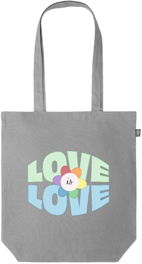 Love is Love Flower Design - Premium colored organic hemp tote bag_GREY_front