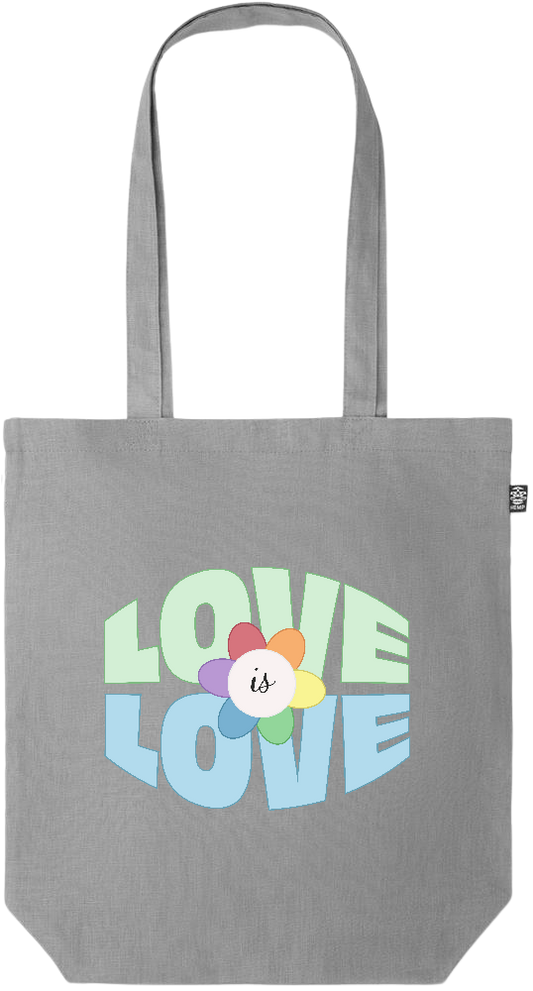 Love is Love Flower Design - Premium colored organic hemp tote bag_GREY_front