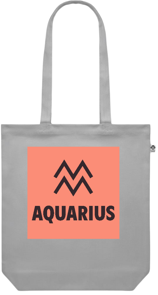 Zodiac Aquarius Design - Premium colored organic canvas shopping bag_GREY_front