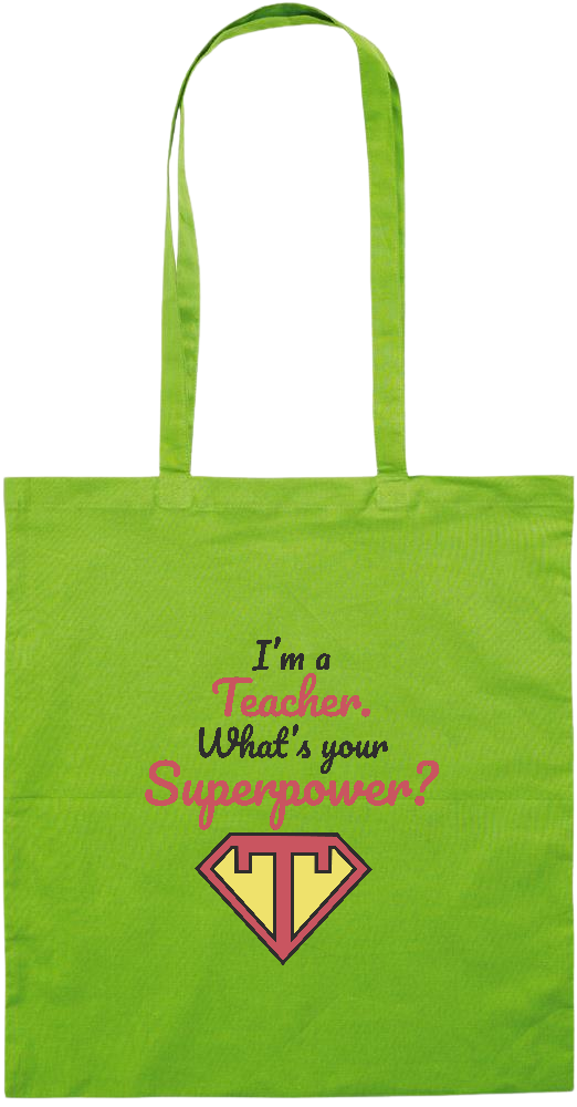 Im a Teacher Design - Essential colored event tote bag_LIME_front