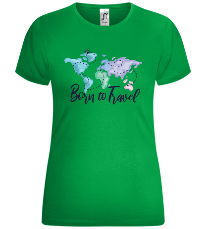 Born to Travel Design - Comfort women's t-shirt_MEADOW GREEN_front