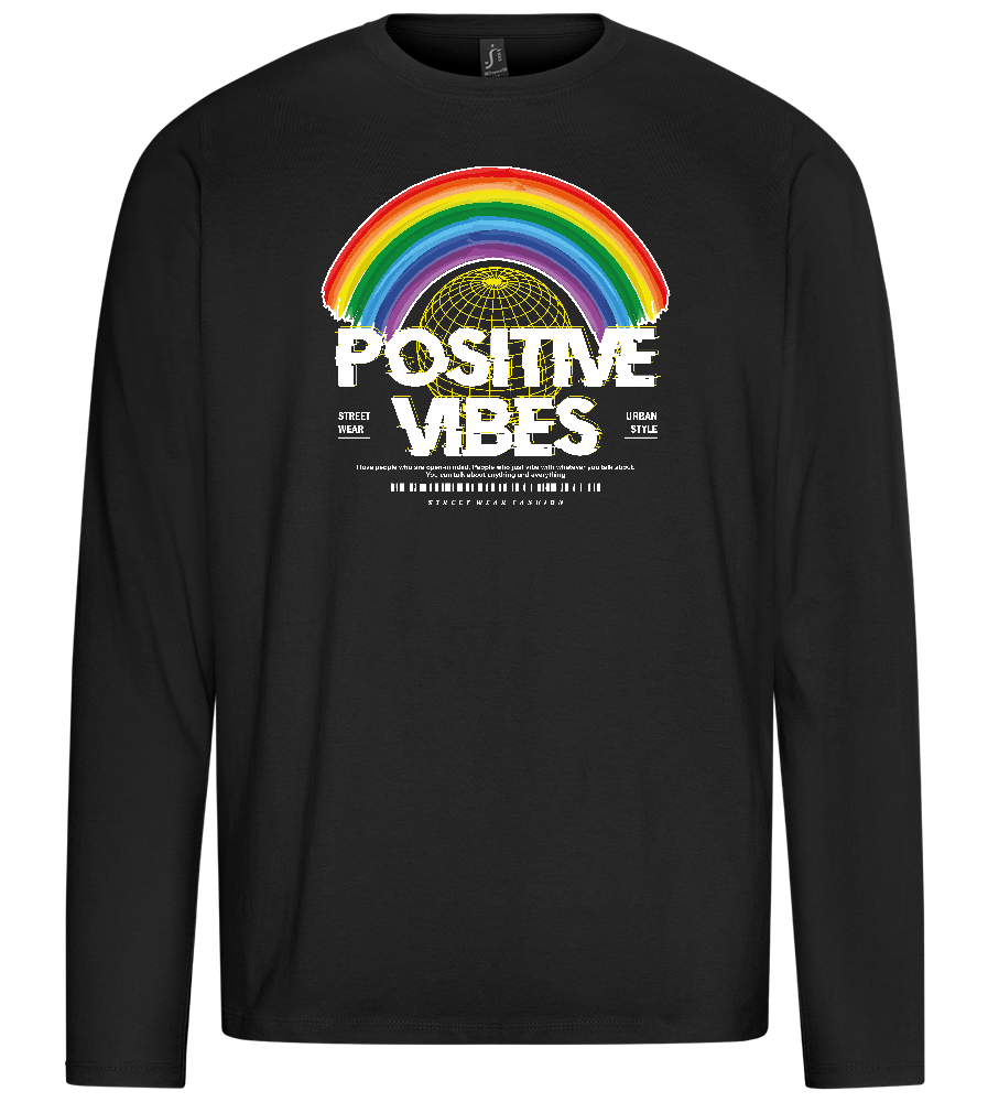 Positive Vibes Design - Premium men's long sleeve t-shirt_DEEP BLACK_front