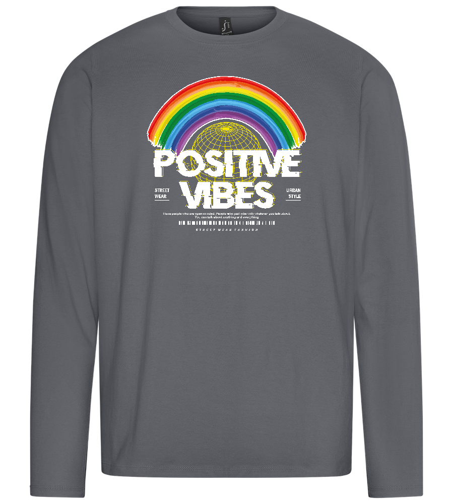 Positive Vibes Design - Premium men's long sleeve t-shirt_MOUSE GREY_front