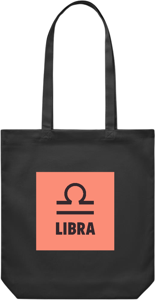 Zodiac Libra Design - Premium Canvas colored cotton shopping bag_BLACK_front