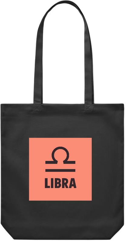 Zodiac Libra Design - Premium Canvas colored cotton shopping bag_BLACK_front