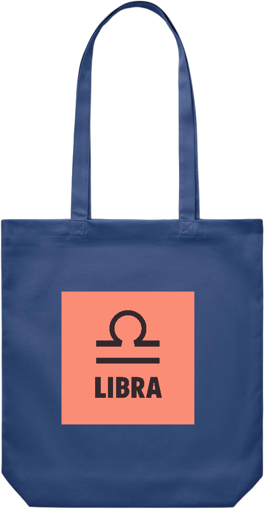 Zodiac Libra Design - Premium Canvas colored cotton shopping bag_BLUE_front