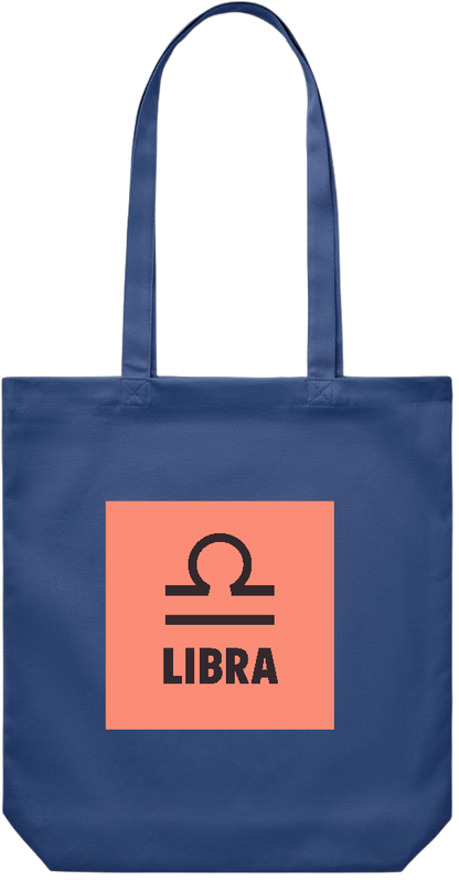 Zodiac Libra Design - Premium Canvas colored cotton shopping bag_BLUE_front