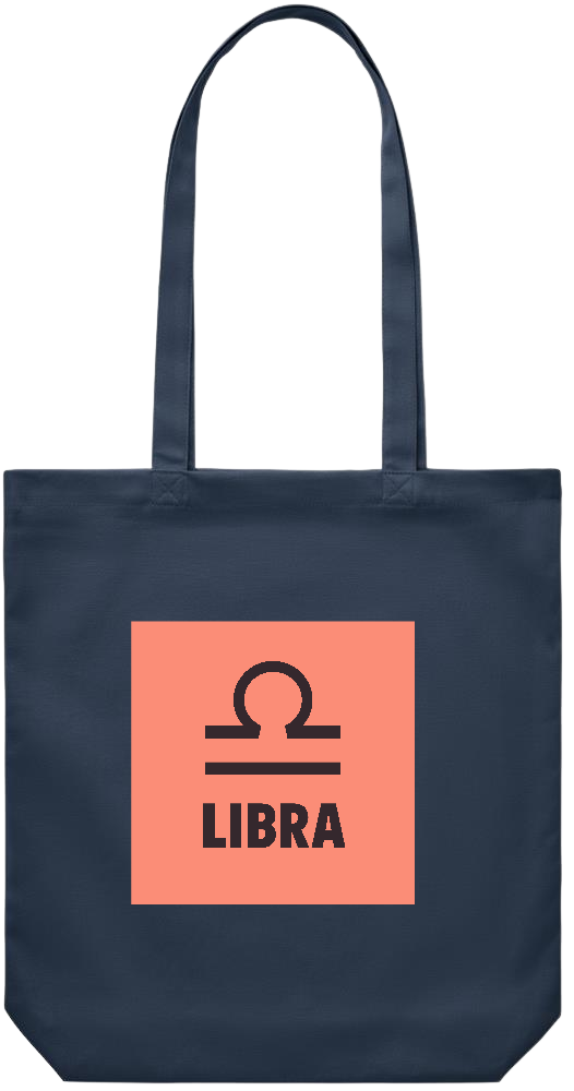 Zodiac Libra Design - Premium Canvas colored cotton shopping bag_FRENCH NAVY_front