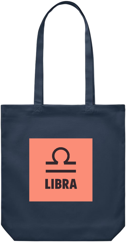 Zodiac Libra Design - Premium Canvas colored cotton shopping bag_FRENCH NAVY_front