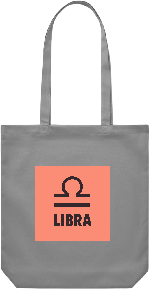 Zodiac Libra Design - Premium Canvas colored cotton shopping bag_GREY_front