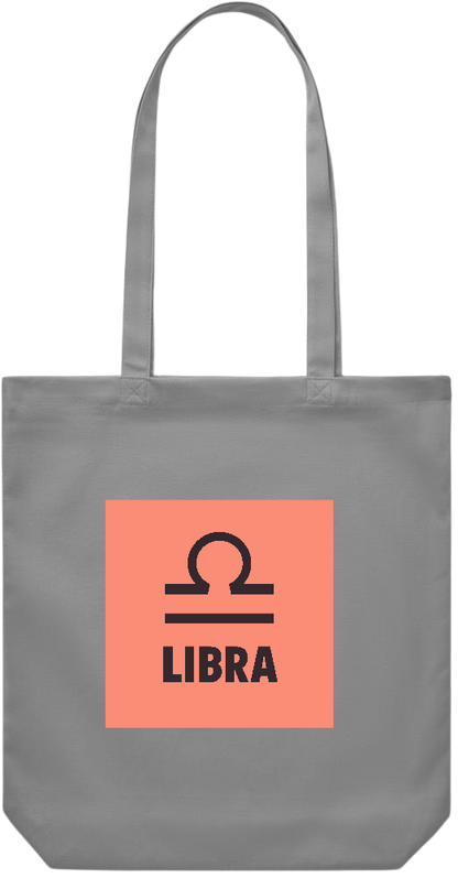 Zodiac Libra Design - Premium Canvas colored cotton shopping bag_GREY_front