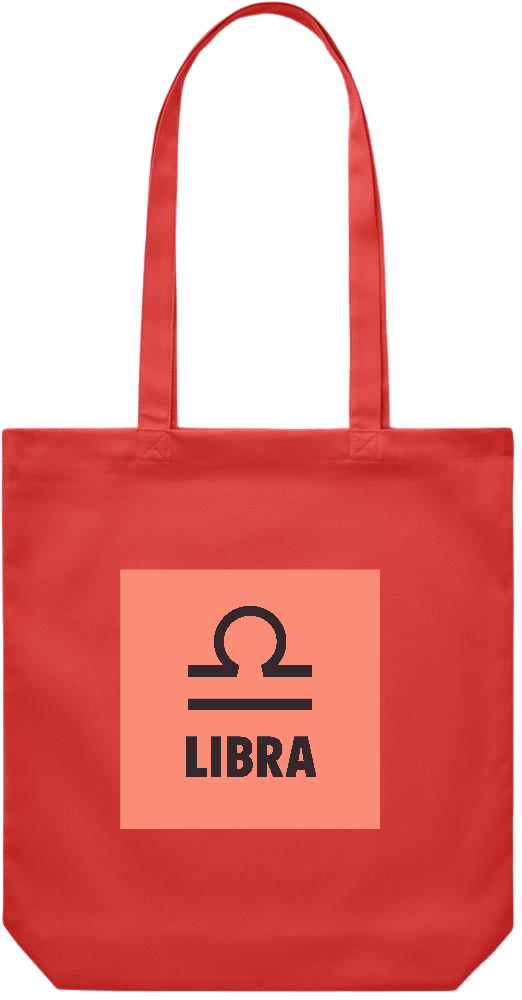 Zodiac Libra Design - Premium Canvas colored cotton shopping bag_RED_front