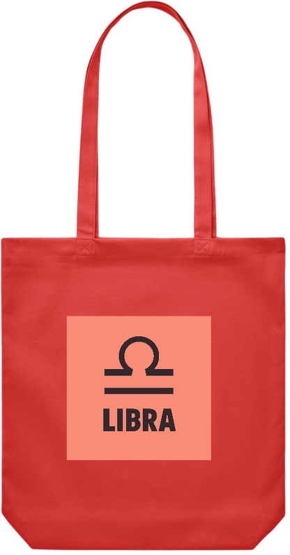 Zodiac Libra Design - Premium Canvas colored cotton shopping bag_RED_front