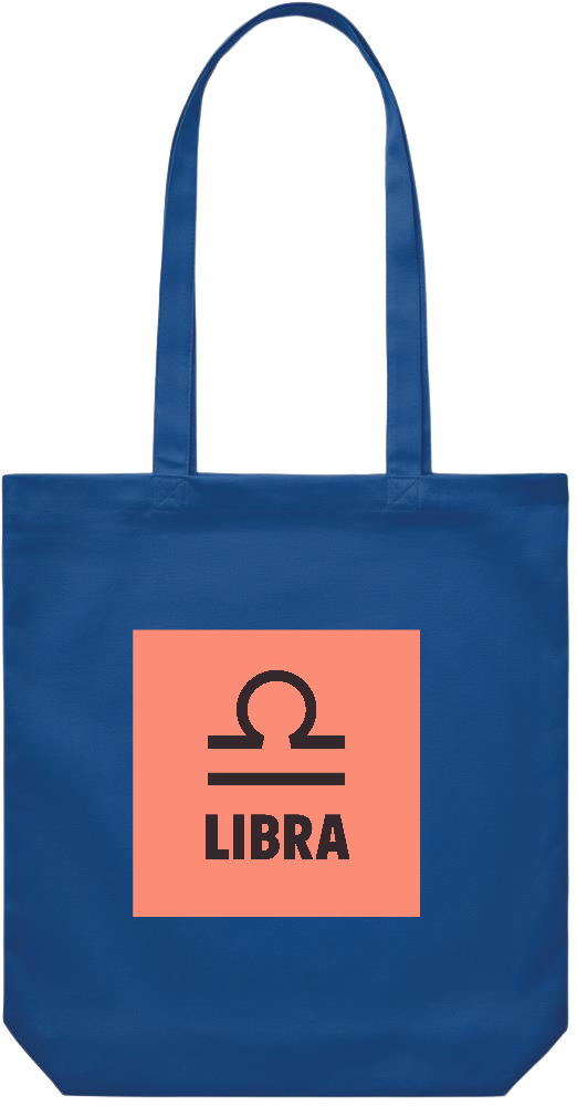 Zodiac Libra Design - Premium Canvas colored cotton shopping bag_ROYAL BLUE_front