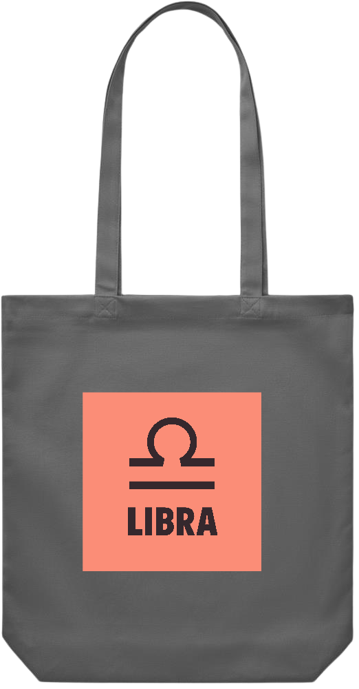 Zodiac Libra Design - Premium Canvas colored cotton shopping bag_STONE GREY_front