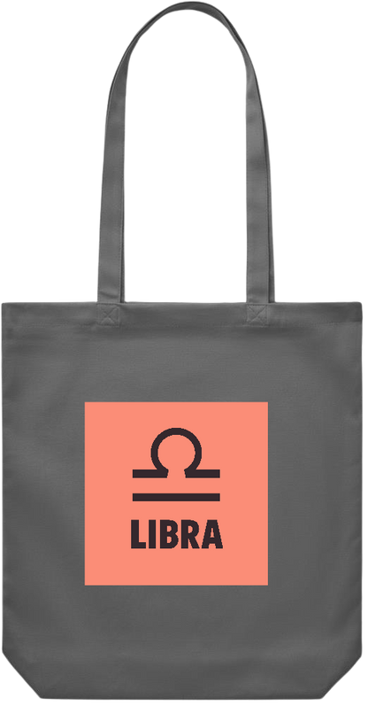 Zodiac Libra Design - Premium Canvas colored cotton shopping bag_STONE GREY_front