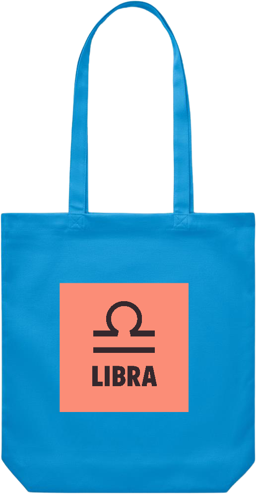 Zodiac Libra Design - Premium Canvas colored cotton shopping bag_TURQUOISE_front