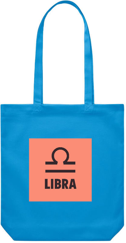 Zodiac Libra Design - Premium Canvas colored cotton shopping bag_TURQUOISE_front