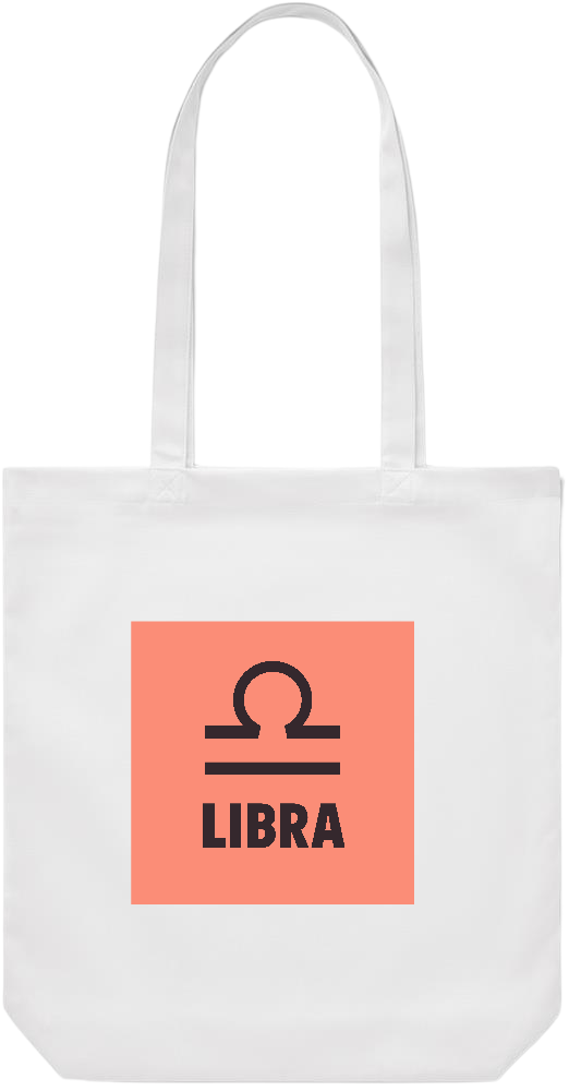 Zodiac Libra Design - Premium Canvas colored cotton shopping bag_WHITE_front