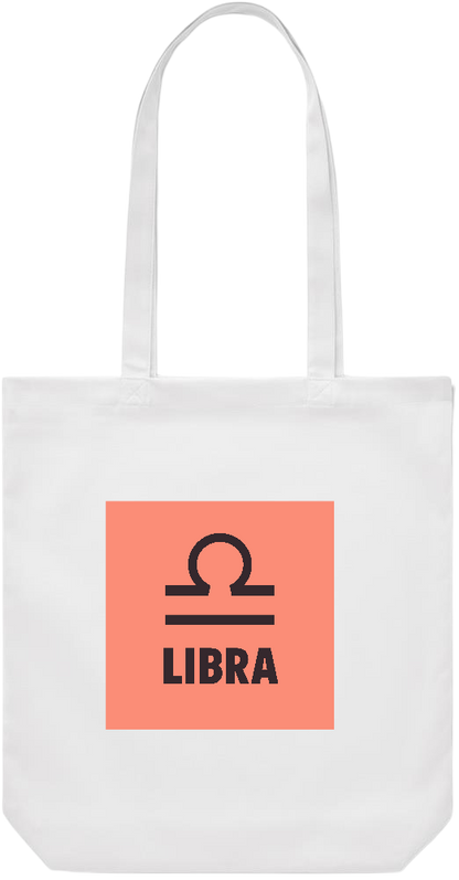 Zodiac Libra Design - Premium Canvas colored cotton shopping bag_WHITE_front