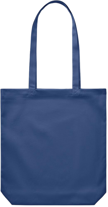 Zodiac Libra Design - Premium Canvas colored cotton shopping bag_BLUE_back