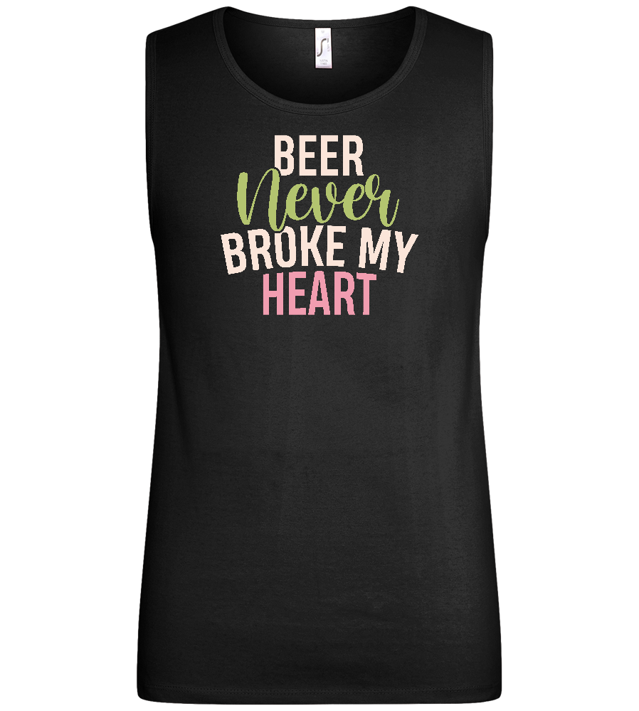 Never Broke My Heart Design - Basic men's tank top_DEEP BLACK_front