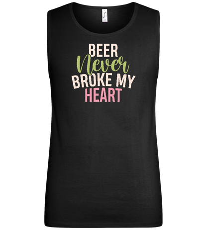 Never Broke My Heart Design - Basic men's tank top_DEEP BLACK_front