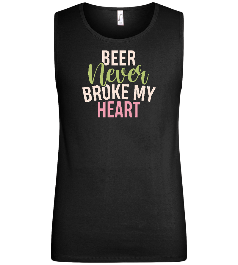 Never Broke My Heart Design - Basic men's tank top_DEEP BLACK_front