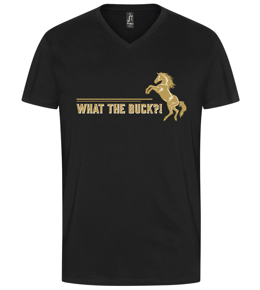 What The Buck Design - Premium men's v-neck t-shirt_DEEP BLACK_front