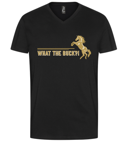 What The Buck Design - Premium men's v-neck t-shirt_DEEP BLACK_front