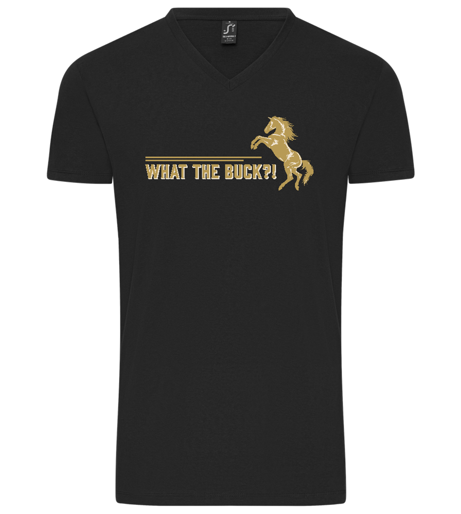 What The Buck Design - Premium men's v-neck t-shirt_DEEP BLACK_front