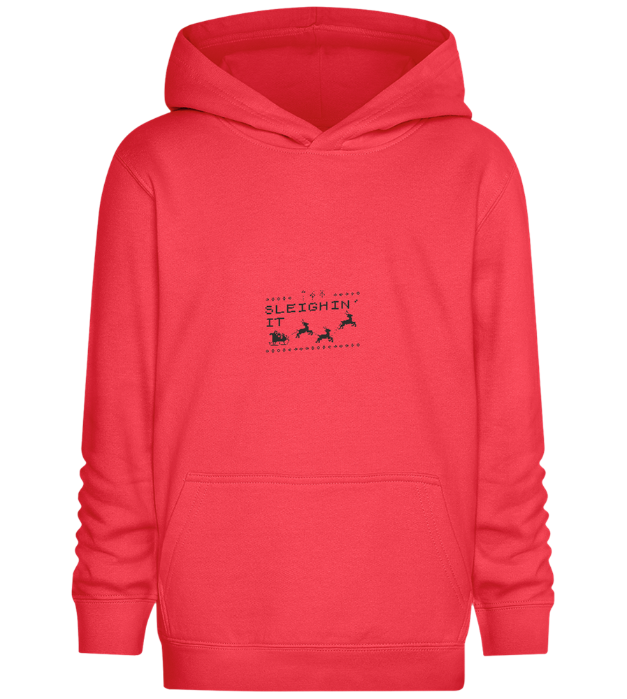 Sleighin' It Design - Comfort Kids Hoodie_BRIGHT RED_front