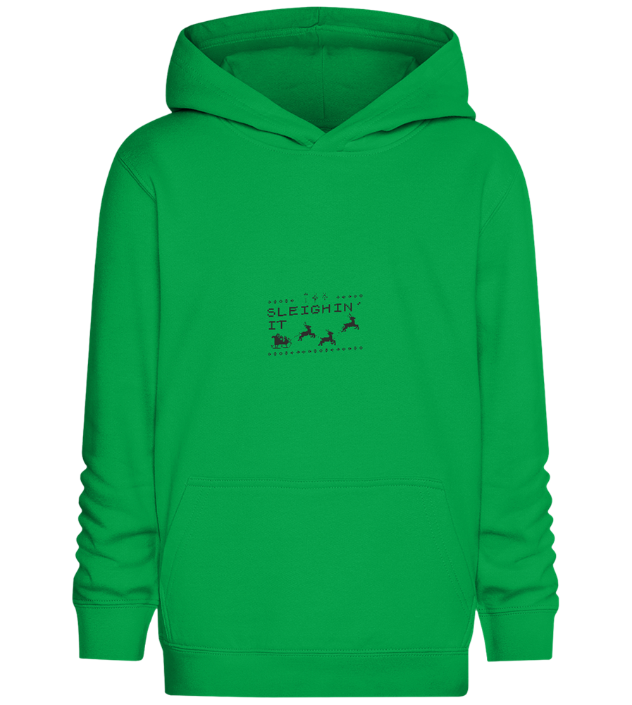 Sleighin' It Design - Comfort Kids Hoodie_MEADOW GREEN_front