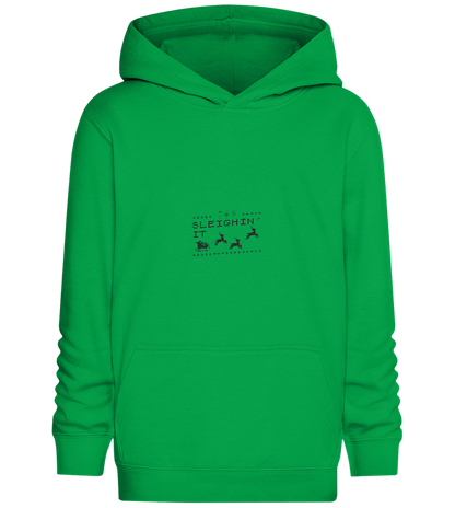 Sleighin' It Design - Comfort Kids Hoodie_MEADOW GREEN_front