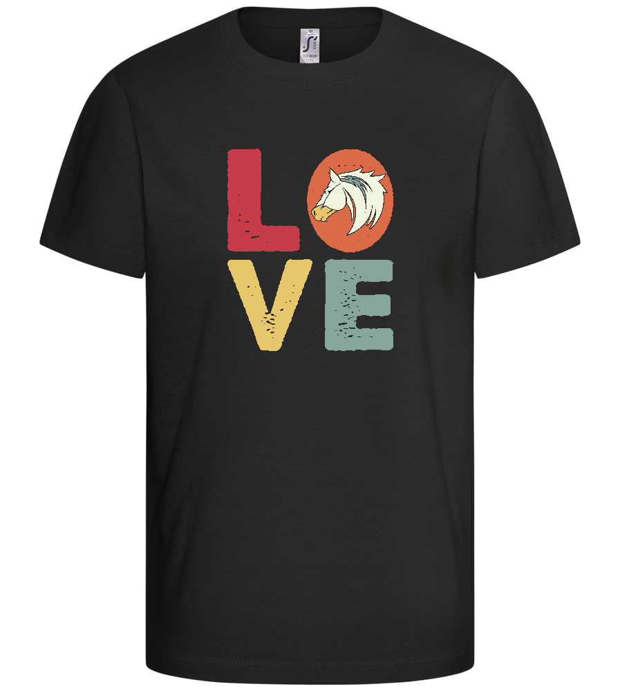 LOVE Horses Letters Design - Comfort kids fitted t-shirt_DEEP BLACK_front