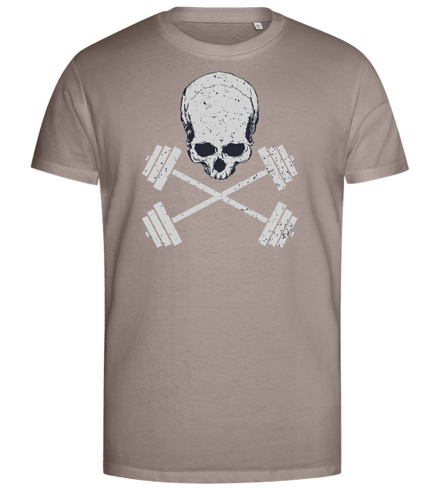 Skull and Barbells Design - Premium men's close fitting t-shirt_CHARCOAL CHIN_front