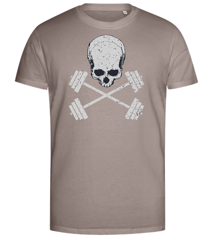 Skull and Barbells Design - Premium men's close fitting t-shirt_CHARCOAL CHIN_front