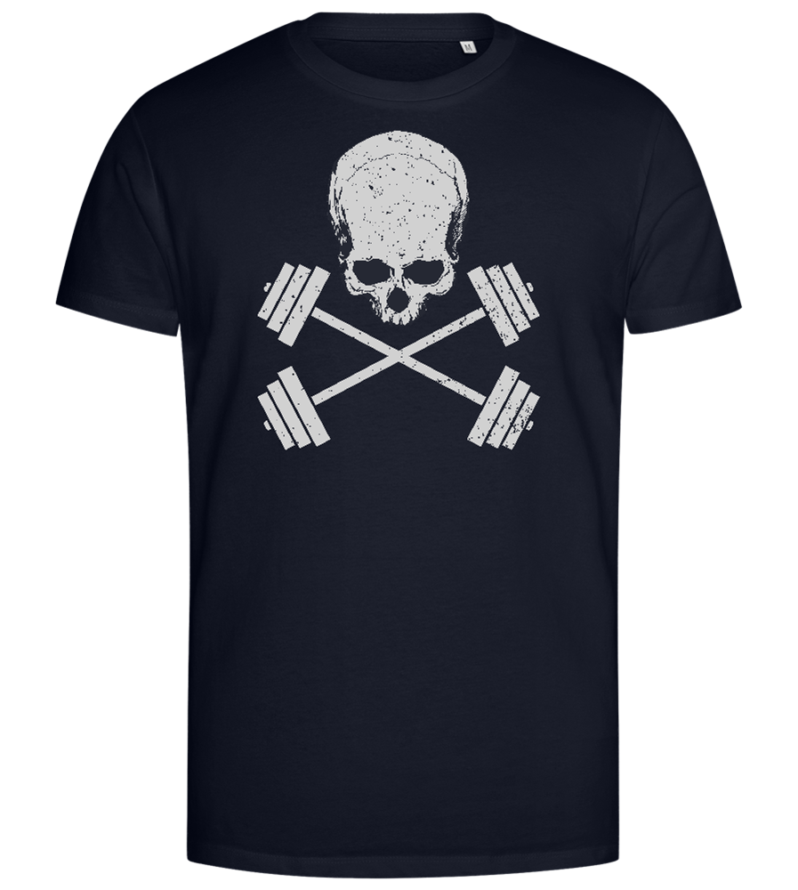 Skull and Barbells Design - Premium men's close fitting t-shirt_FRENCH NAVY_front