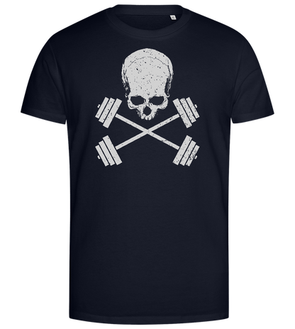 Skull and Barbells Design - Premium men's close fitting t-shirt_FRENCH NAVY_front