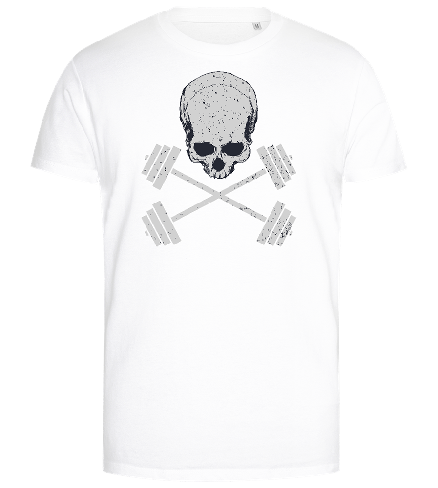 Skull and Barbells Design - Premium men's close fitting t-shirt_WHITE_front