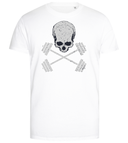 Skull and Barbells Design - Premium men's close fitting t-shirt_WHITE_front