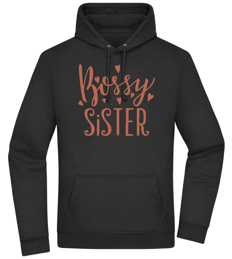 Bossy Sister Text Design - Premium Essential Unisex Hoodie_BLACK_front